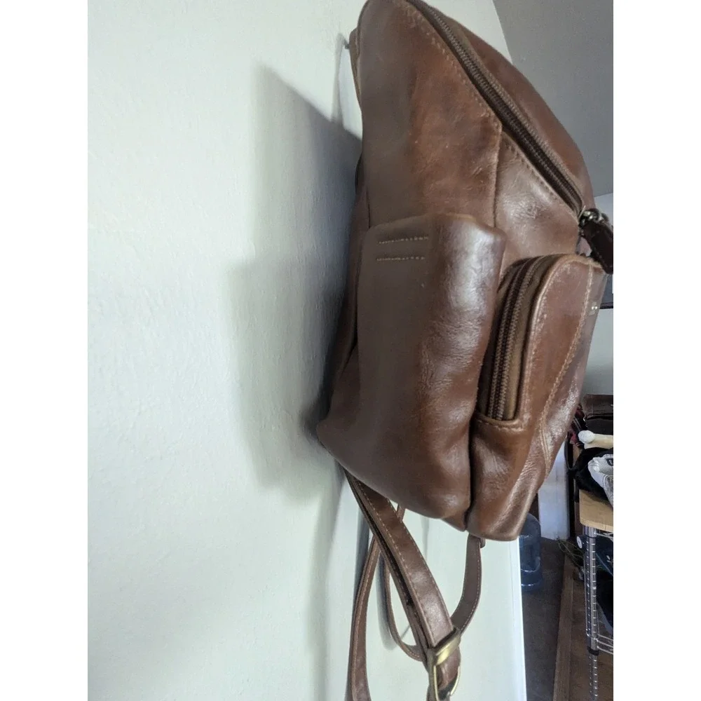 Connections Brown Faux Leather Shoulder Bag  Zip Top Handbag Brown